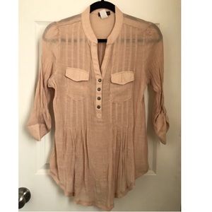 Sheer pleat front blouse